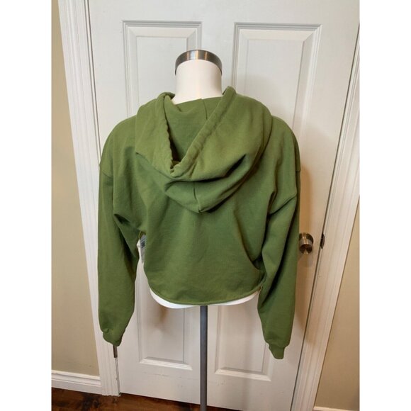 Free People Movement x Upcycle Green Cropped Hooded Sweatshirt, Size M - Picture 4 of 5